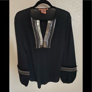 Tory Burch Merino Wool Embelished Sweater Blouse